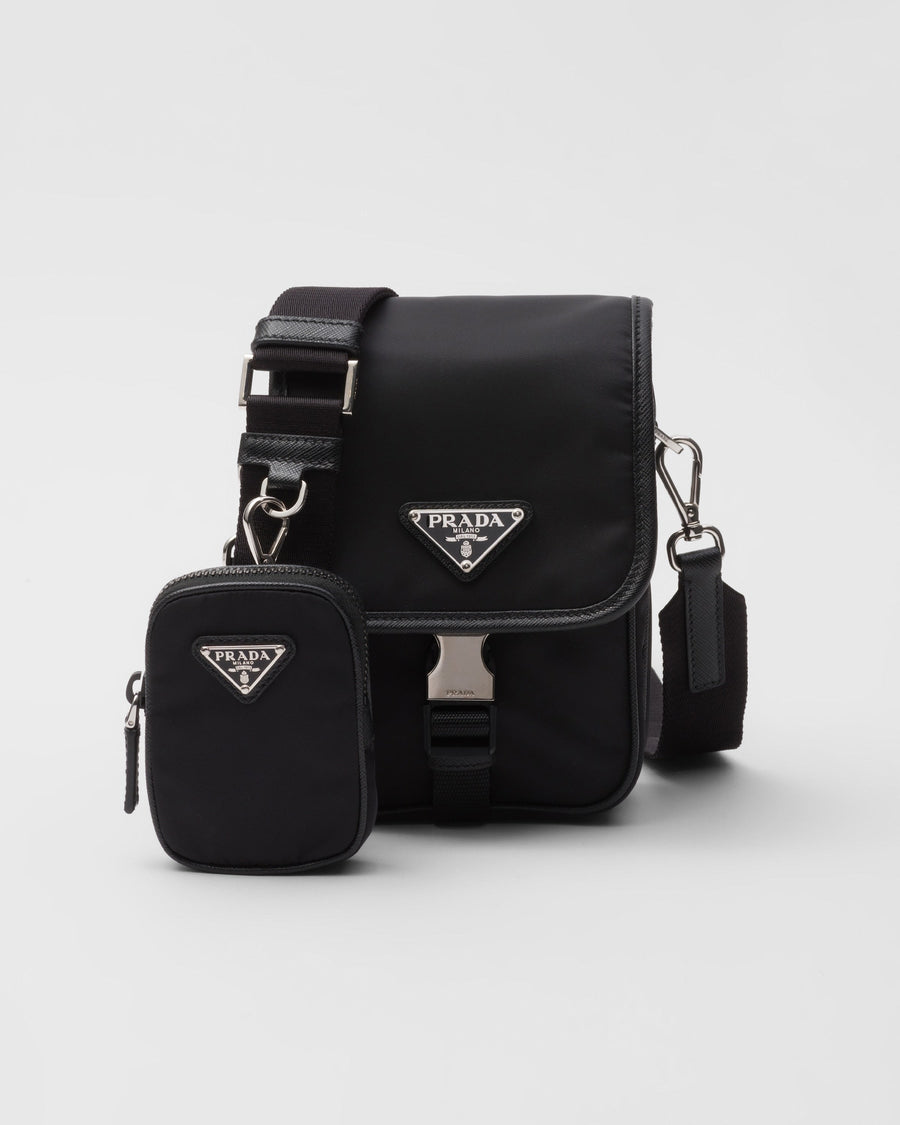 Sac porté épaule en Re-Nylon et cuir Saffiano