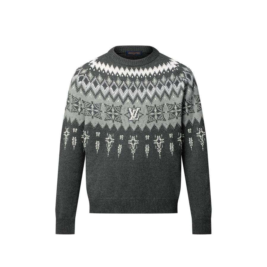 Pull ornementé en laine et cachemire