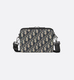 Pochette zippée à bandoulière Noir et Beige