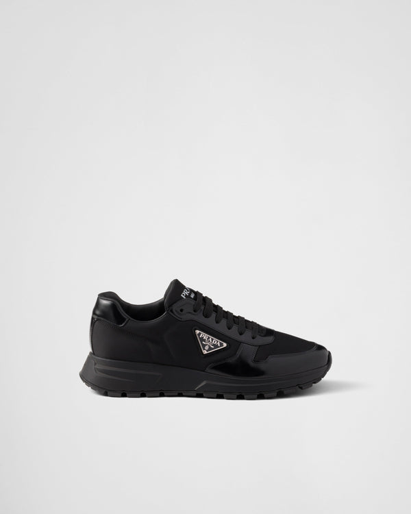 Basket Prada Noir en cuir brossé