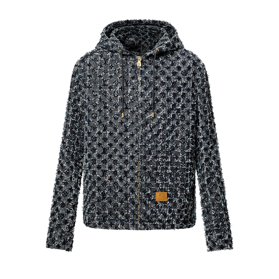 Sweat à capuche Monogram floqué en denim