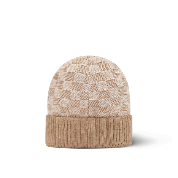 Bonnet et Écharpe Néo Petit Damier Beige