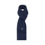 Bonnet et Écharpe Néo Petit Damier Bleu Marine