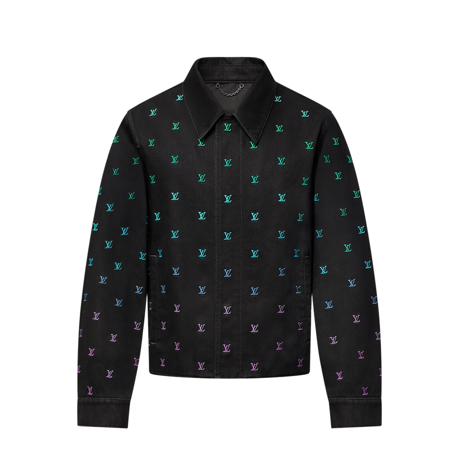 Blouson sportswear brodé LV Blason Gradient en denim