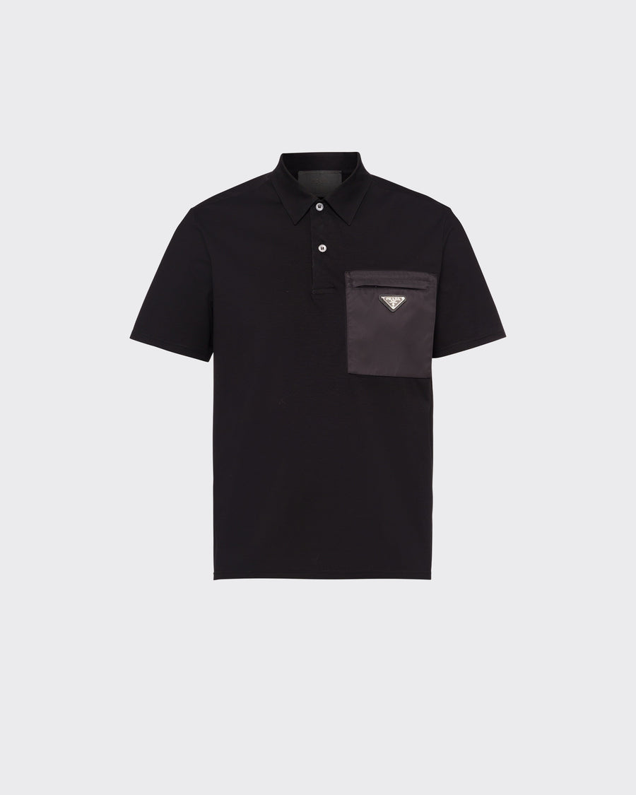 Polo en coton extensible avec détails en Re-Nylon