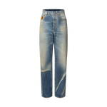 Pantalon droit effet décoloré en denim