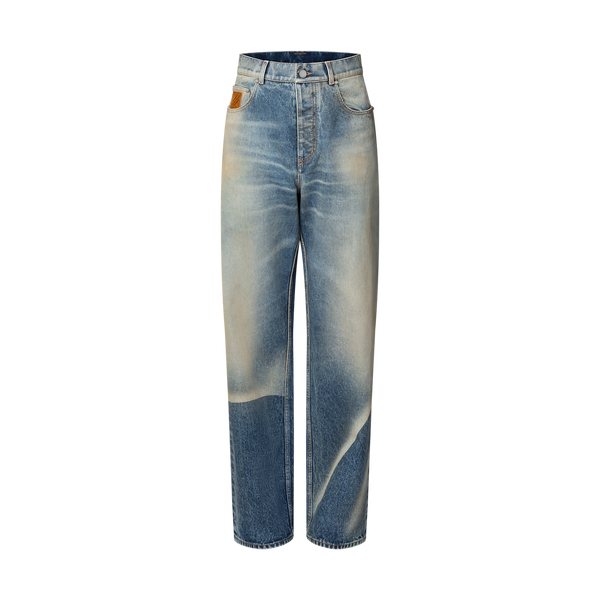 Pantalon droit effet décoloré en denim
