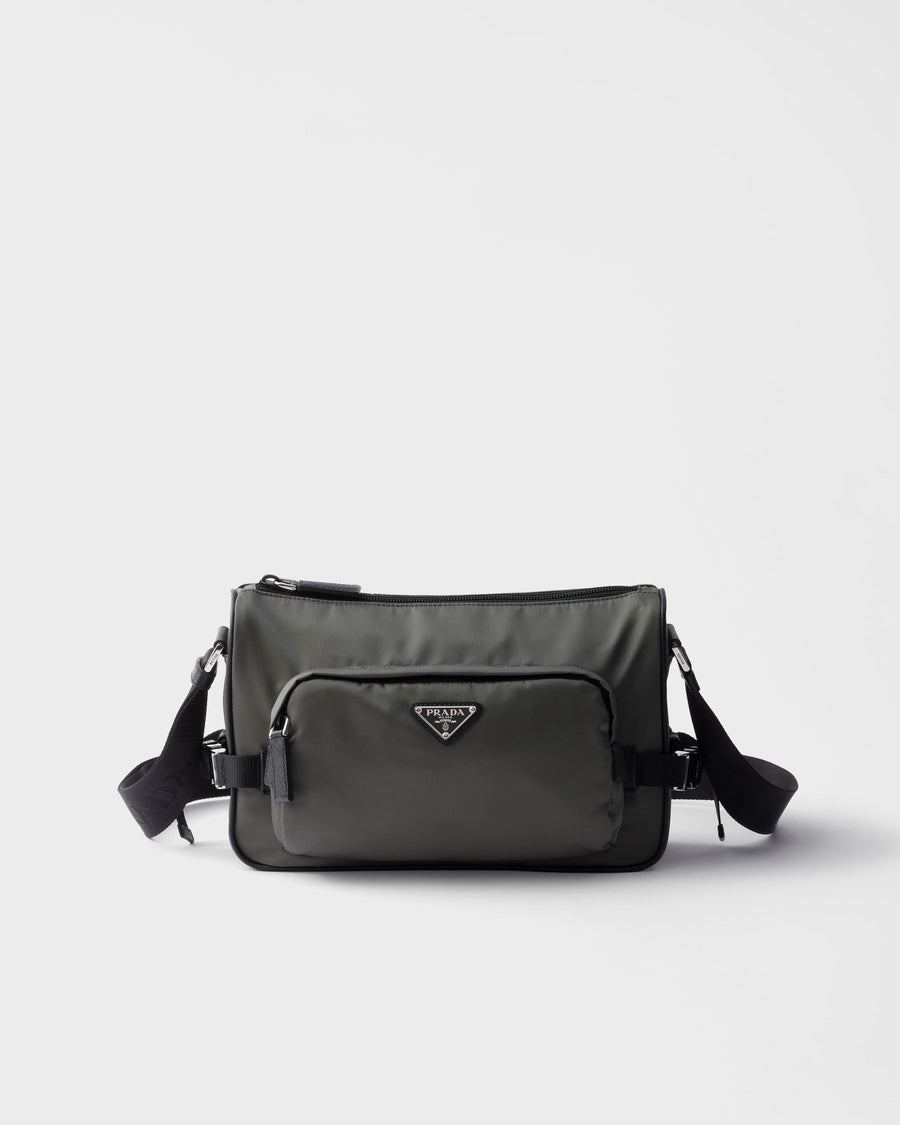 Sac de taille moyenne porté épaule en Re-Nylon et cuir Saffiano