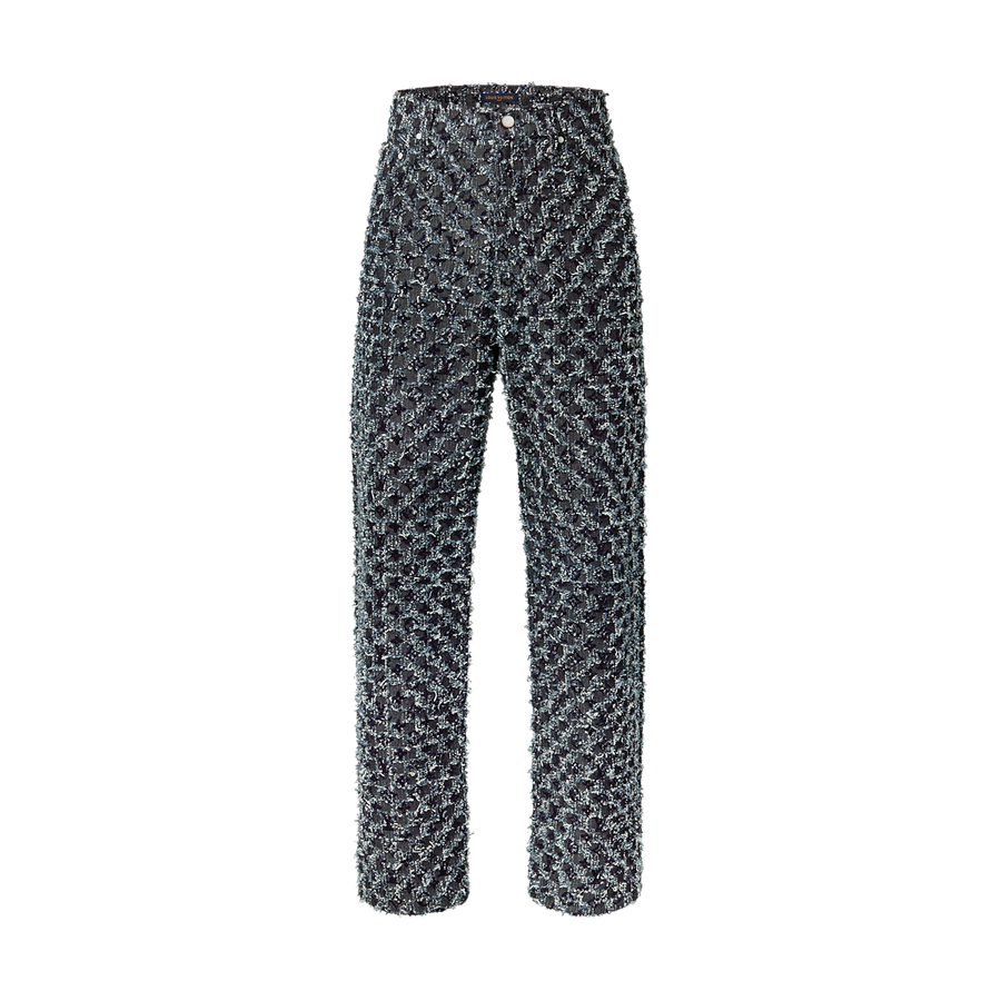 Pantalon droit à Monogram floqué en denim