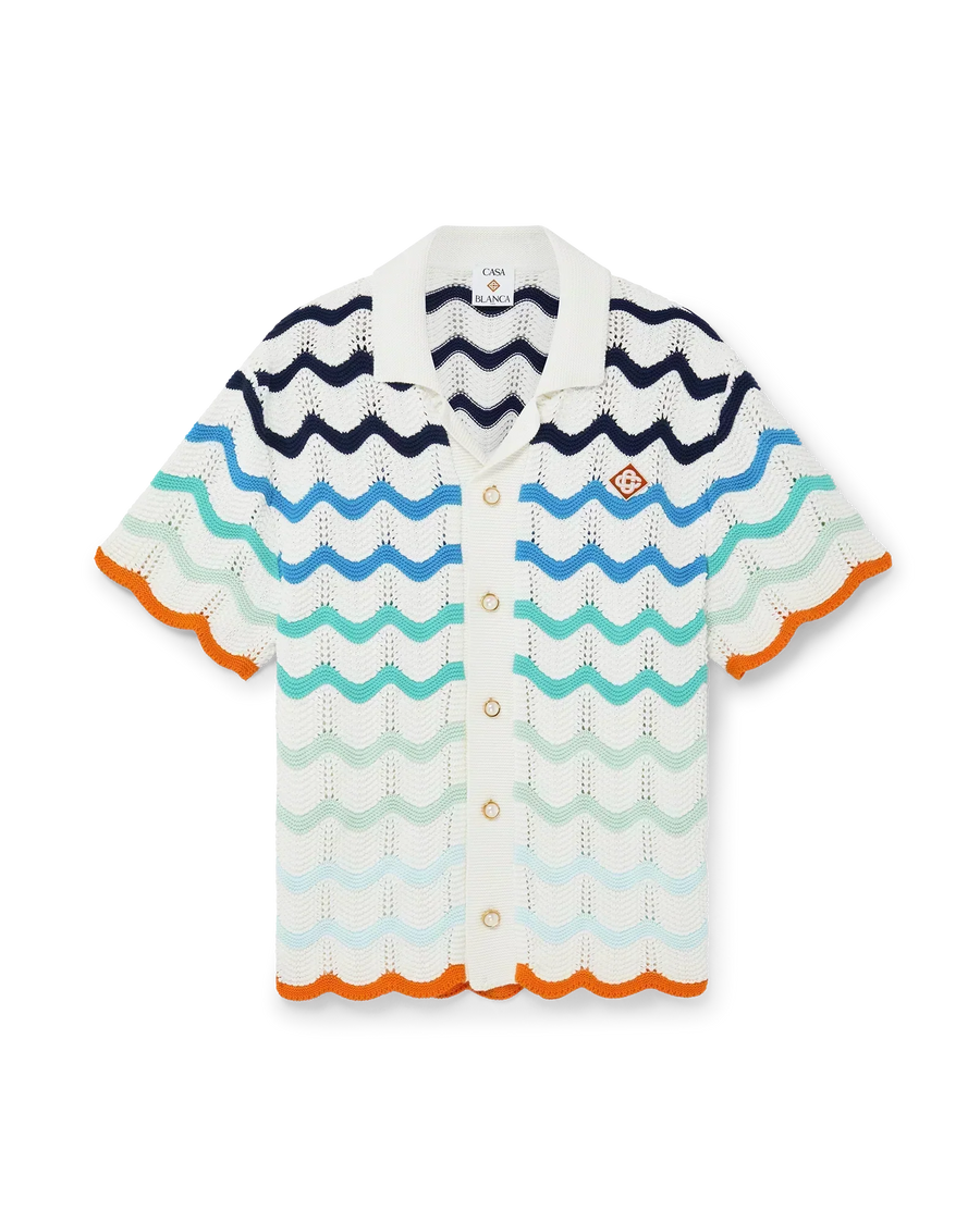 Gradient Wave Crochet Shirt