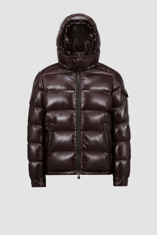 Doudoune courte à capuche Moncler Maya Maron foncé